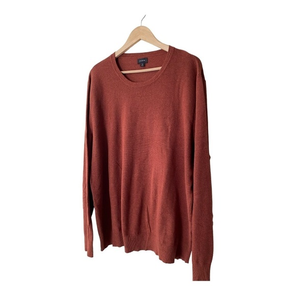 J. Crew Cashmere and Cotton Crew Neck Burnt Orange Knit Sweater​​​​​ - Picture 1 of 7